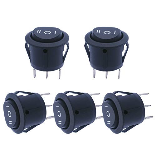 5pcs Snap-in Round Momentary Rocker Switch Toggle Power SPDT (ON)-Off-(ON)
