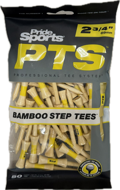 Pride PTS 2.75" Step Golf Tees - 50 PackNatural (Yellow Stripe)