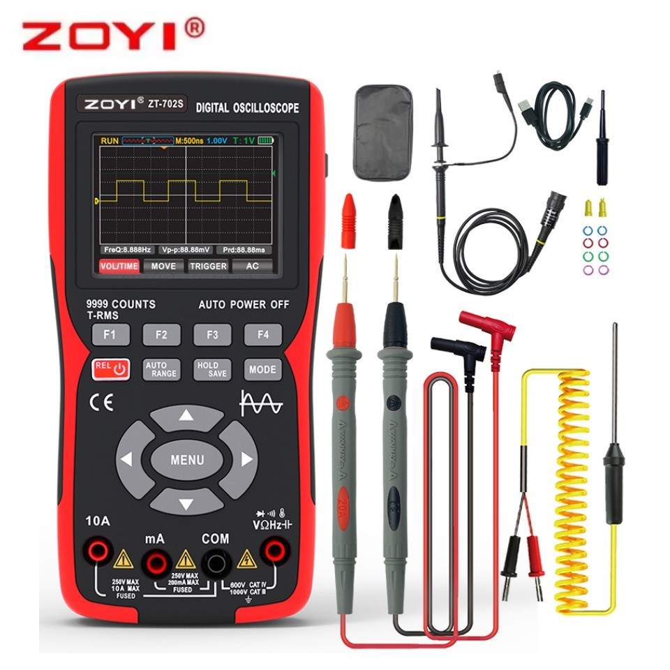 ZOYI ZT-702S Handheld Digital Oscilloscope Multimeter True RMS 1000V Pro Tester
