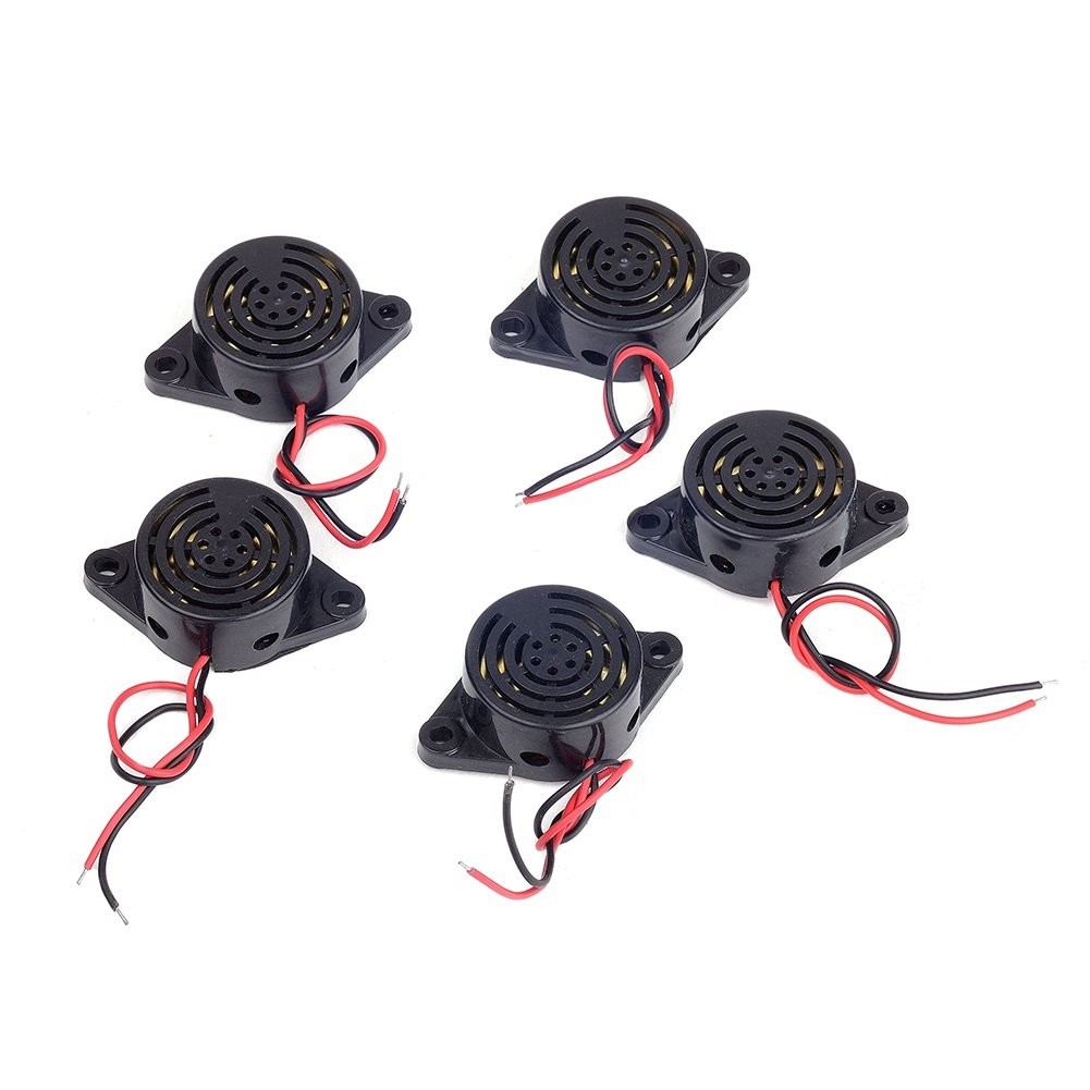 Cylewet 5Pcs SFM-27 DC 3-24V Electronic Buzzer Alarm 3cm /1.2in, Black