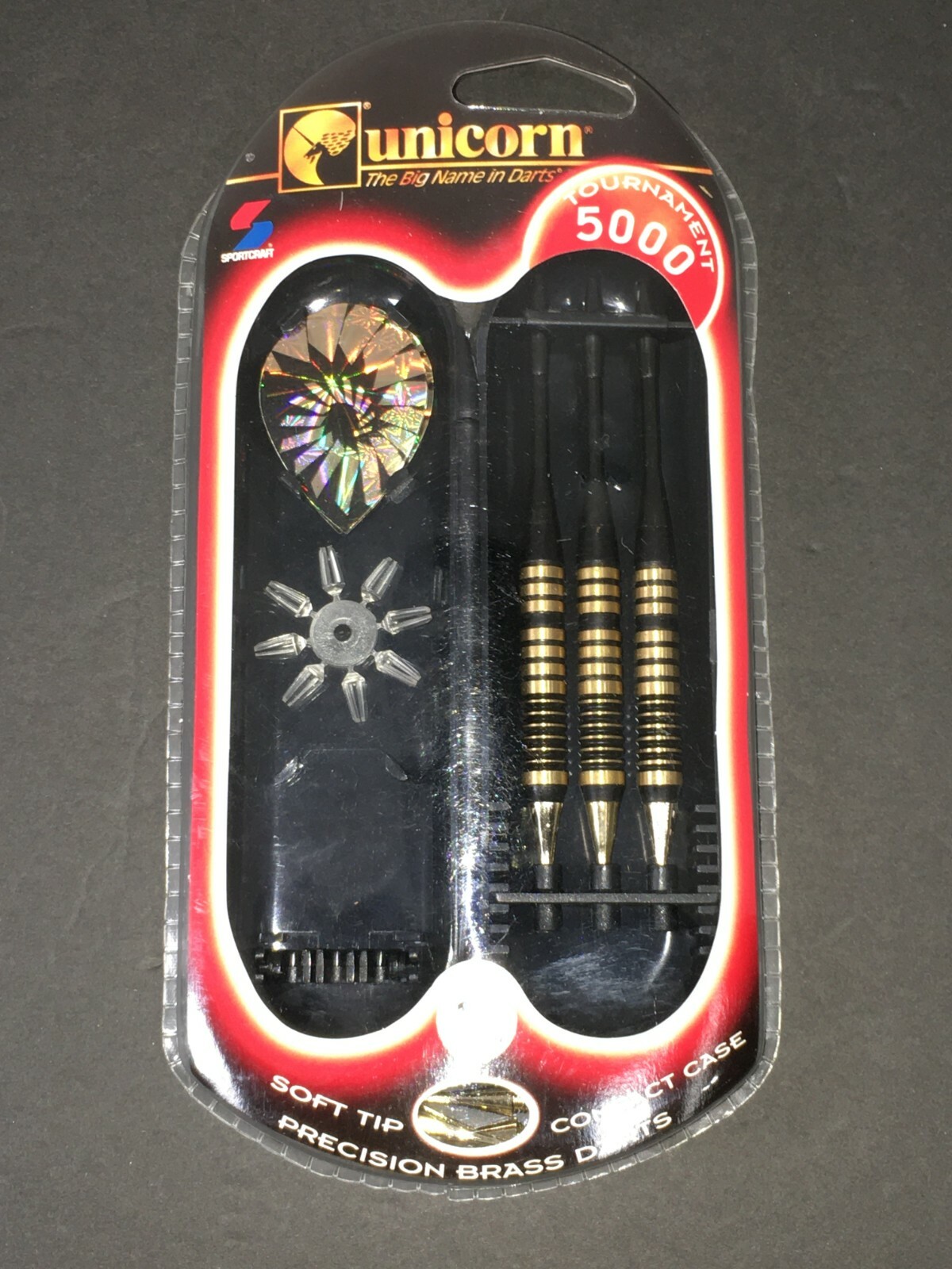 New Unicorn Tournament 5000 Soft Tip Brass Darts with Compact Case