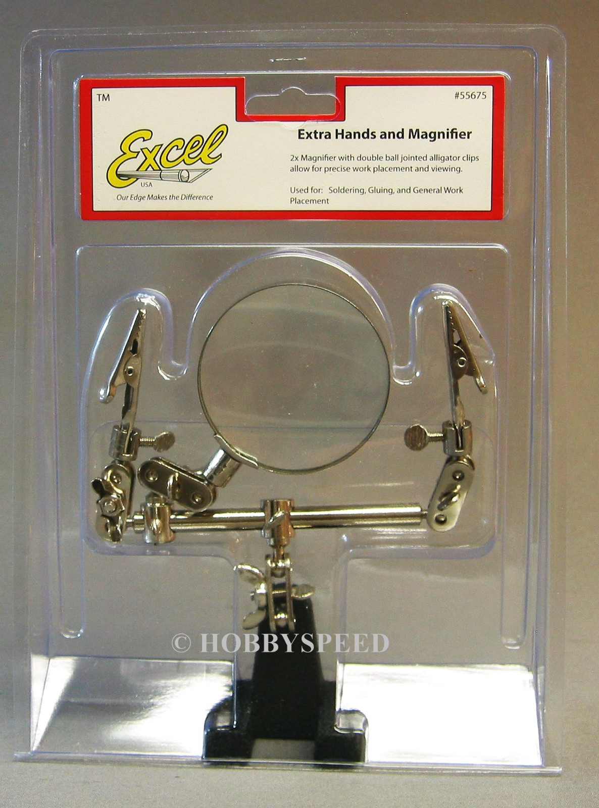 EXCEL DOUBLE CLIP EXTRA HANDS MAGNIFIER GLASS fly tie model kit EXL55675 NEW