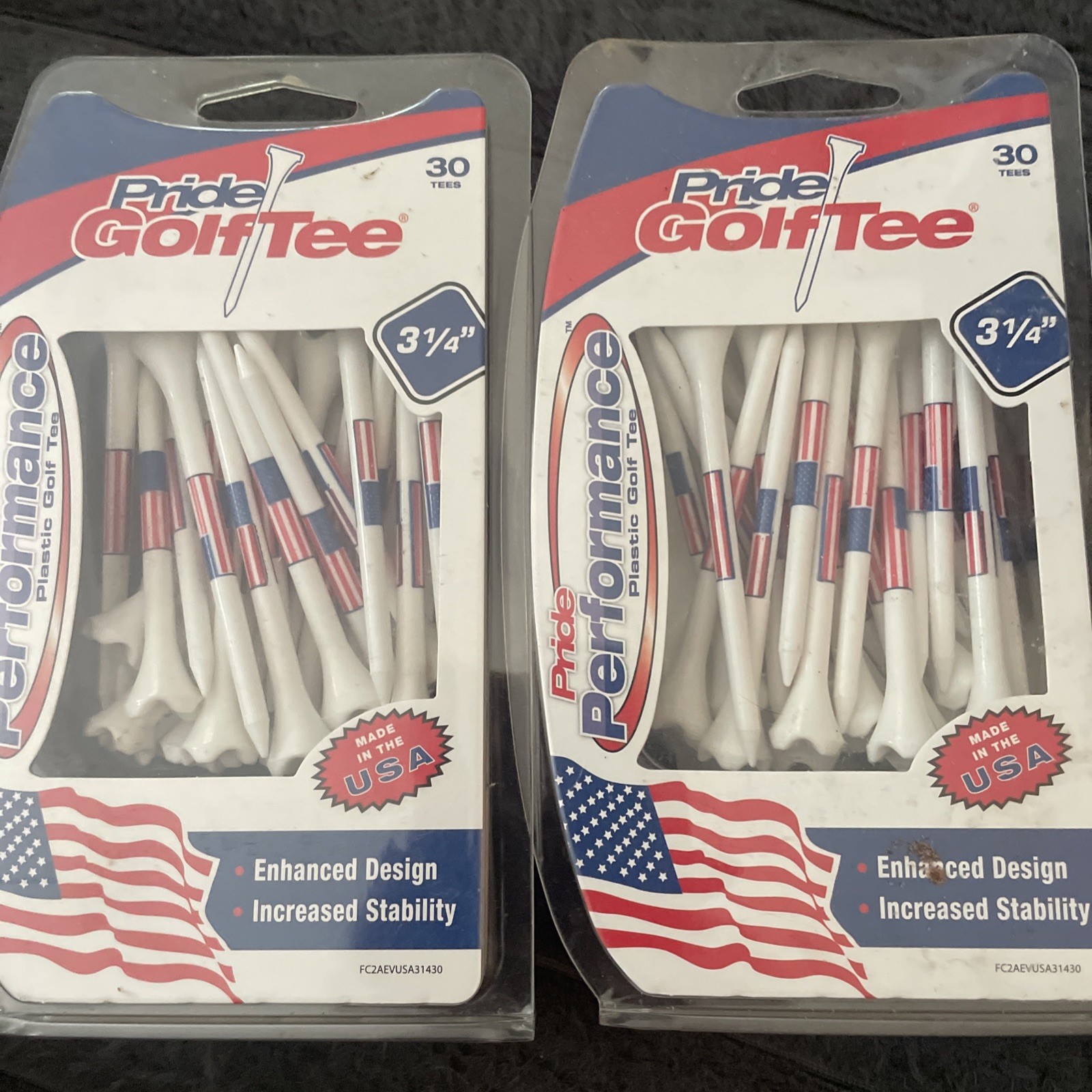 NEW Pride Golf American Flag Evolution Plastic Golf Tees 2 3/4 Inch (30 Pack)x2