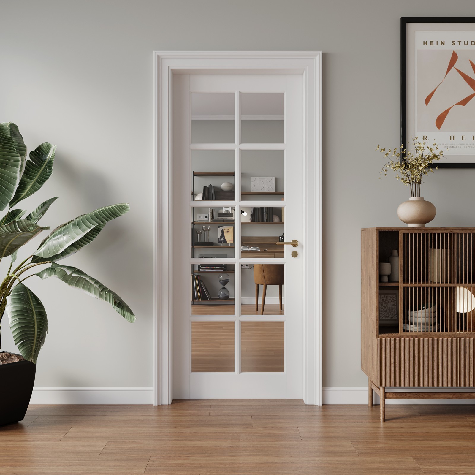 32x80 Interior French Door 10 Pane Clear Glass Closet Pantry Preassembled Shaker