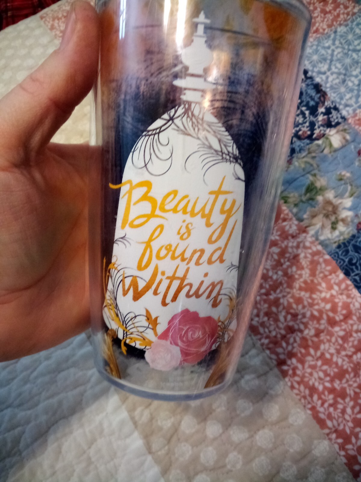 DISNEY*Tervis Tumbler Beauty & the Beast 16oz”Beauty Found Within” BRN Slide LID