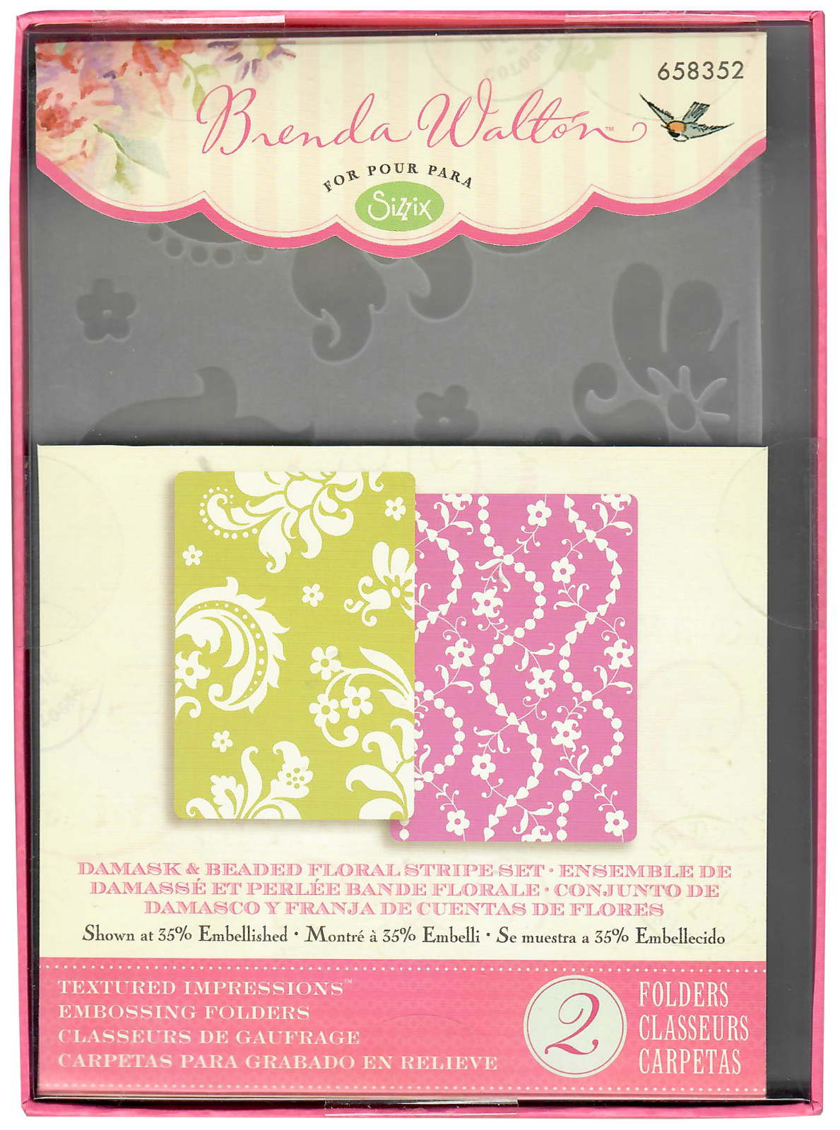 *Rare* Sizzix Brenda Walton, Damask & Beaded Floral Stripe TI set, 658352