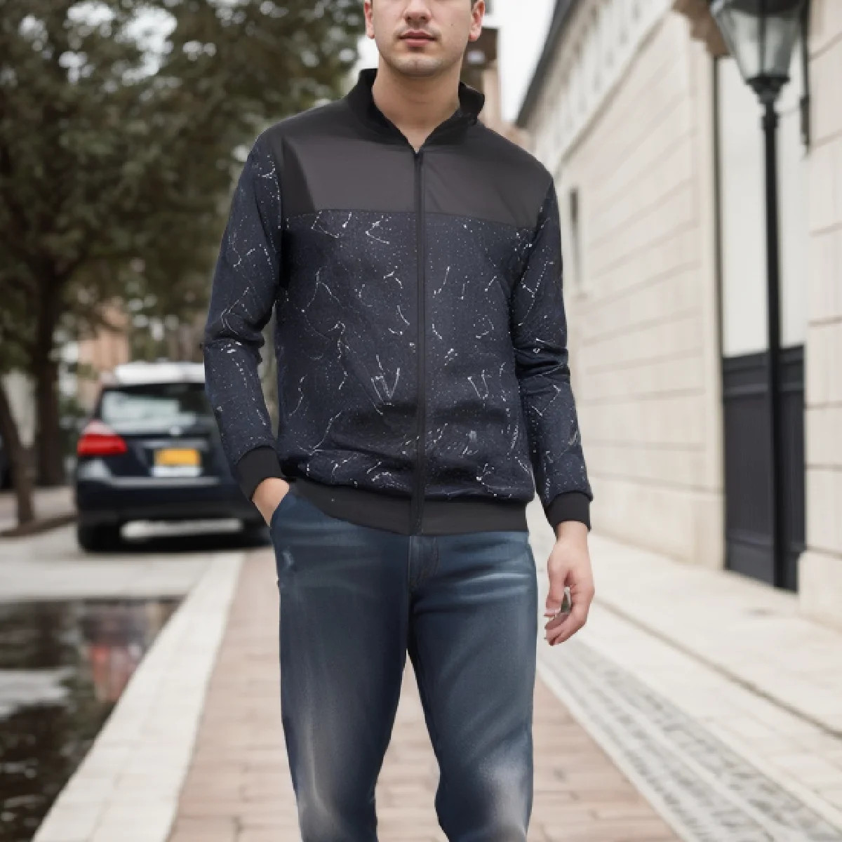2025 Spring and Autumn New Baseball Collar Short Loose Solid Color Jacket Men's