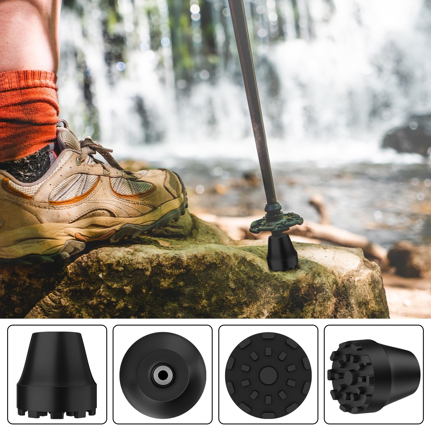 supregear Trekking Pole Tips, Replacement Rubber Tips for Walking Sticks, Ant...