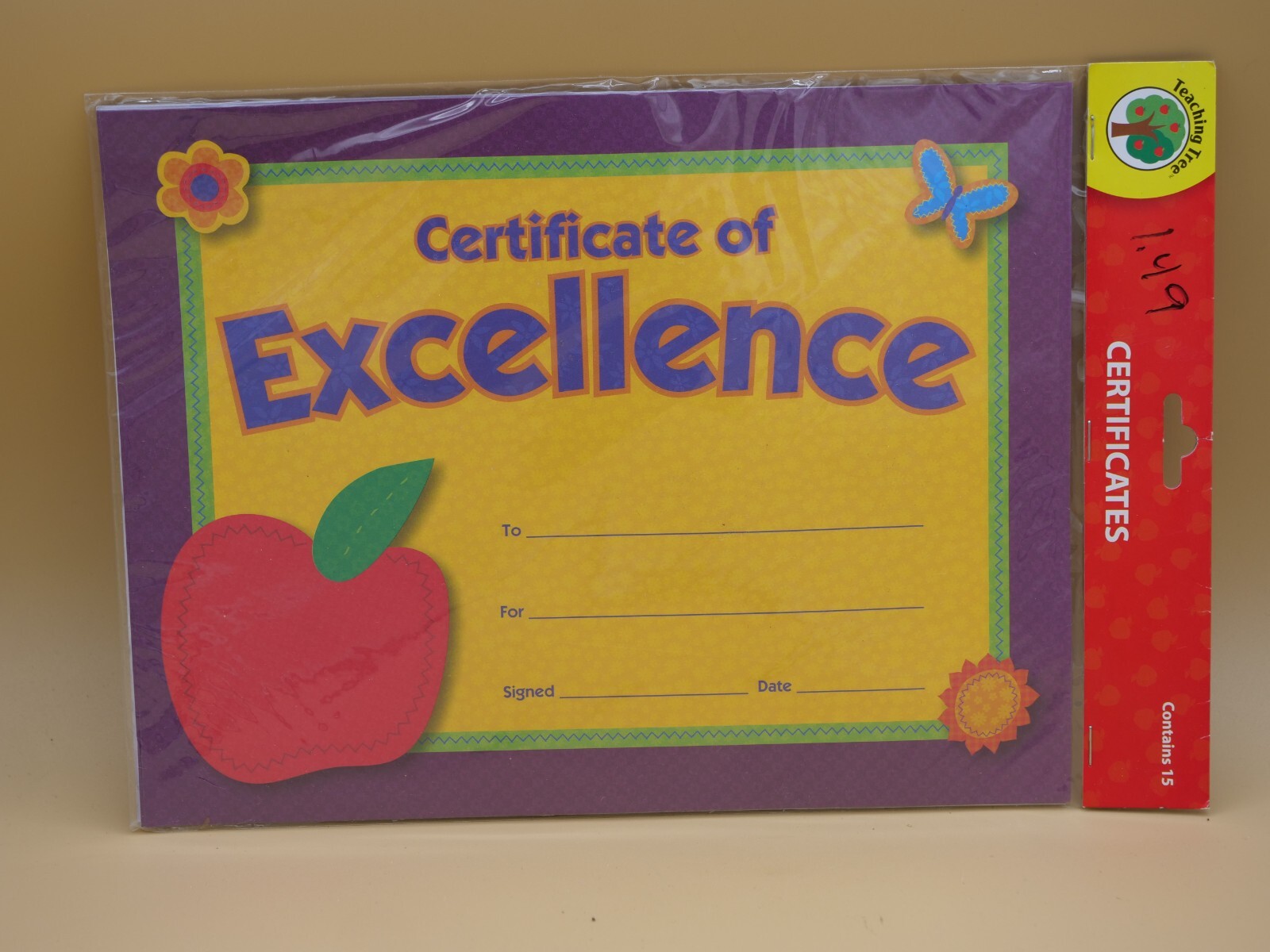 Teaching Tree Award of Recognition " CERTICATE OF EXCELLENCE" Certificates 15pcs