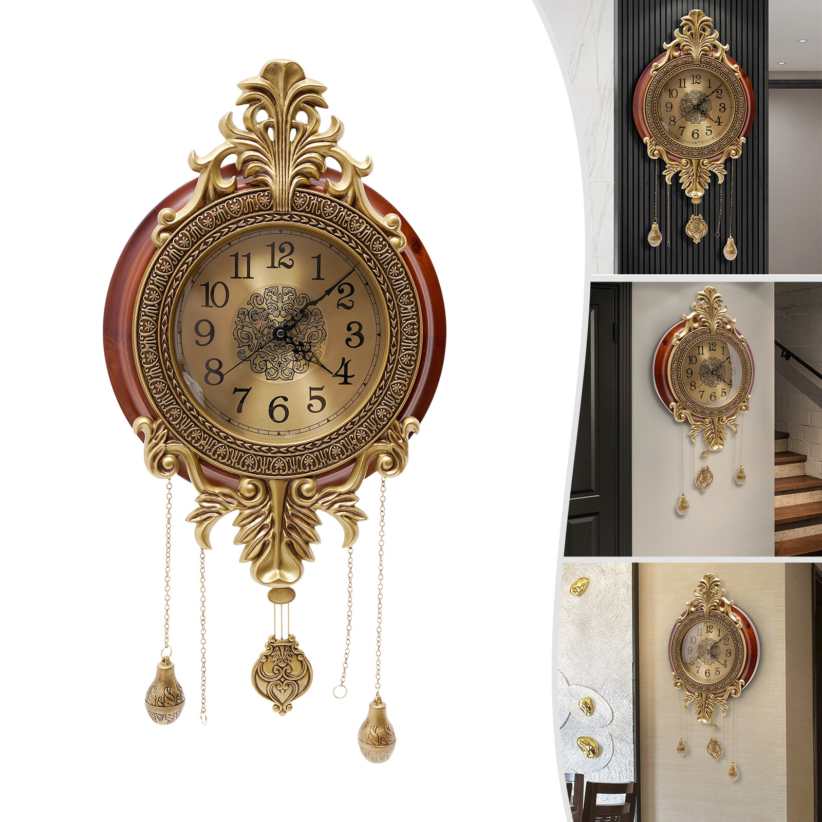 Retro Swinging Pendulum Wall Clock Vintage Wood Processing Wall Clock Wall Decor
