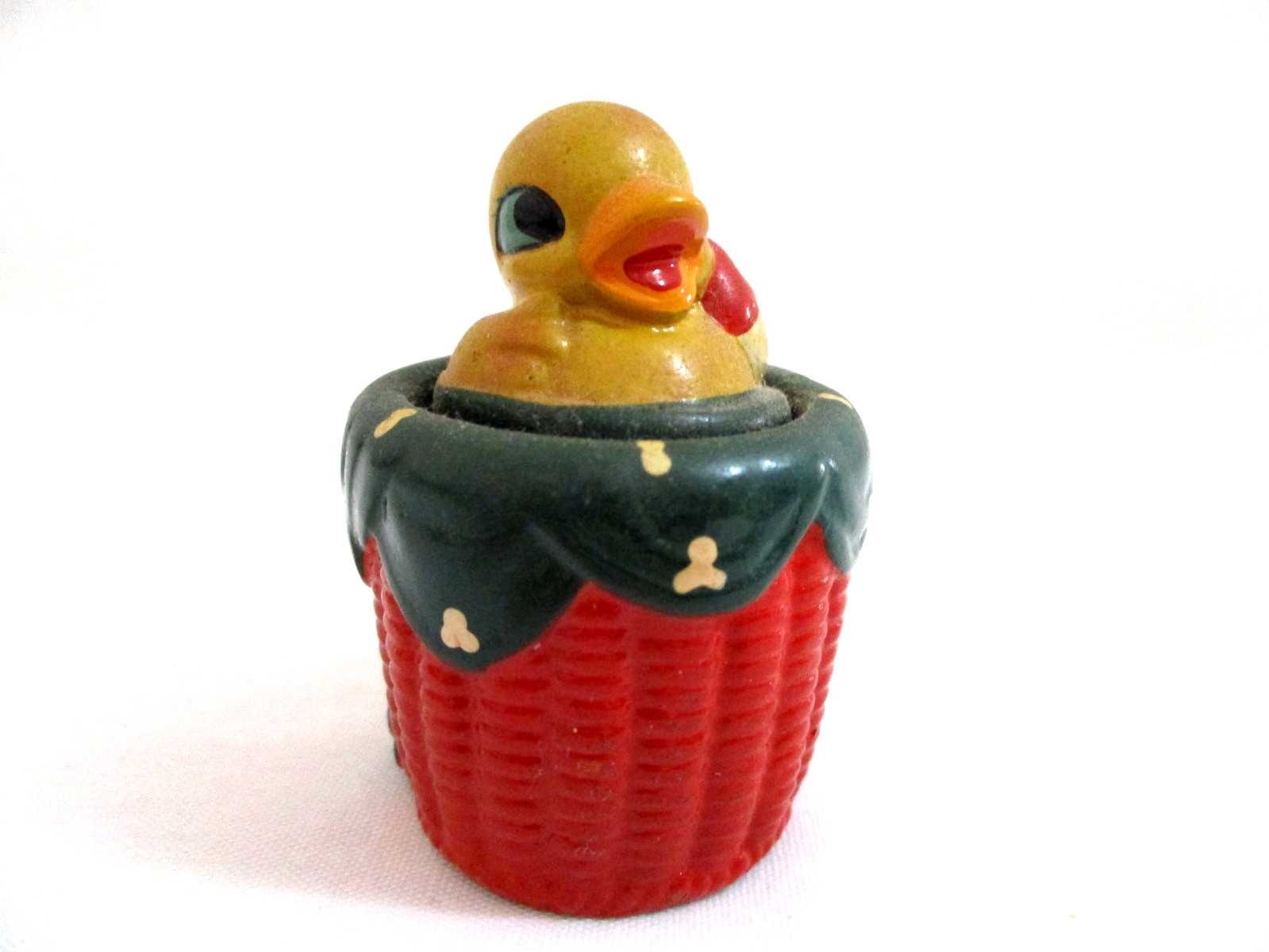 Vintage Baby Chick pencil sharpener push down to squeak