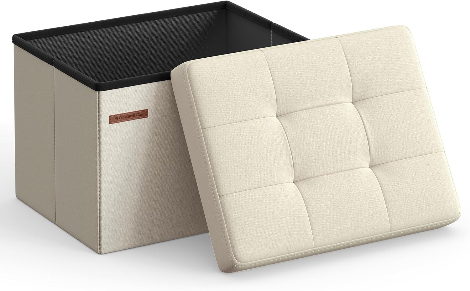 Mazie Collection Small Folding Storage Ottoman Foot Rest Stool 12.2 x 16.1 x