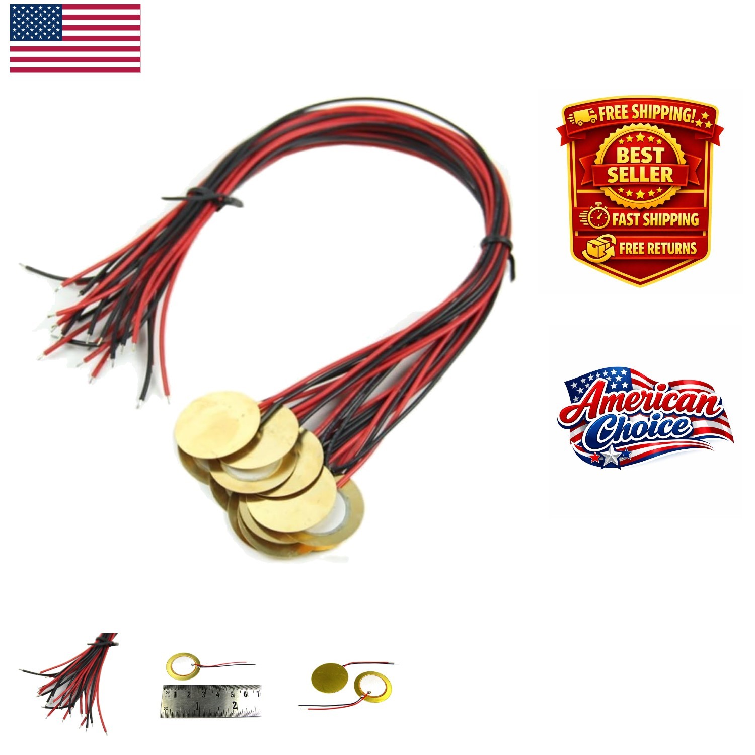 12Pcs 27mm Acoustic Pickup Brass Piezo Discs - Durable & Easy to Install