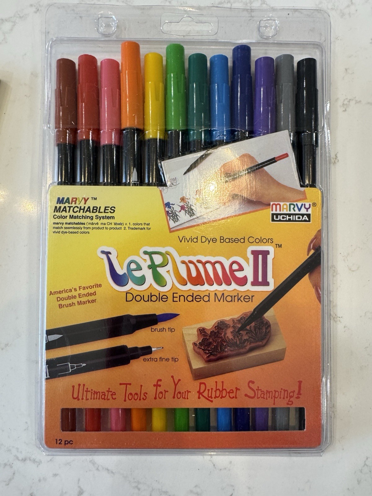Vivid Dye MARKER SET 12 Double Ended Marvy Le Plume Set Primary 1122-12A Used