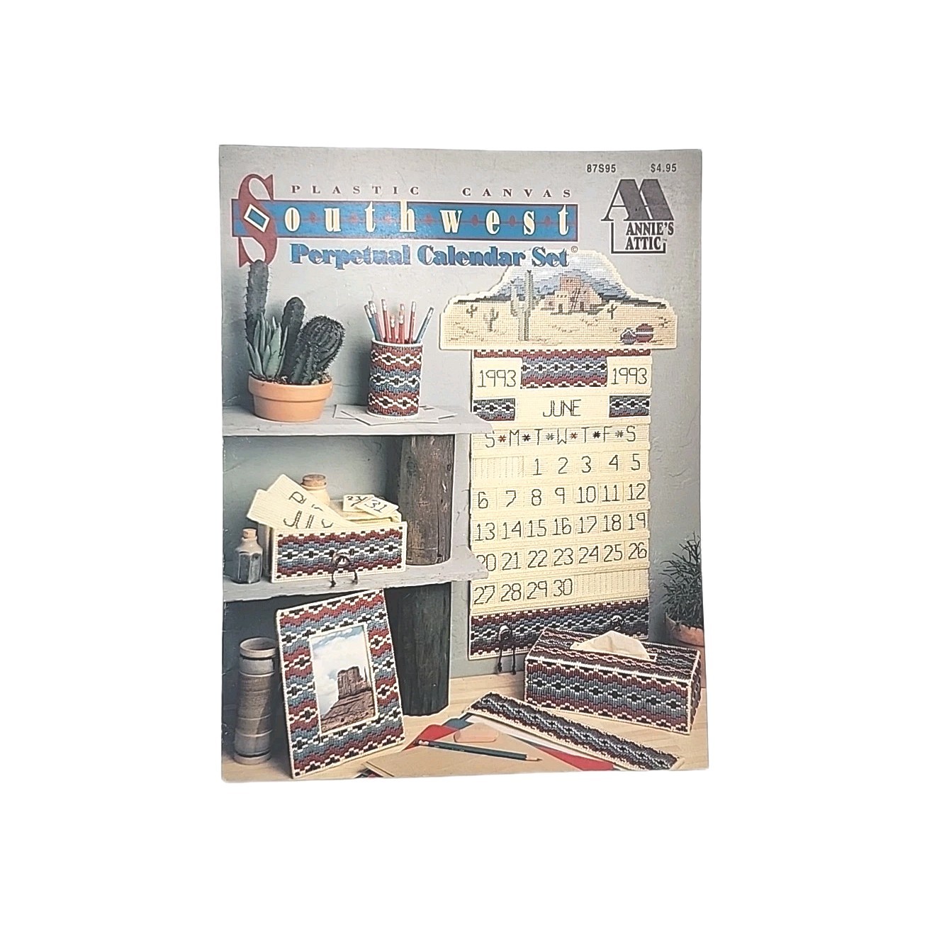 Southwest Perpetual Calendar Set Annie's Attic Plastic Canvas 1992 Booklet