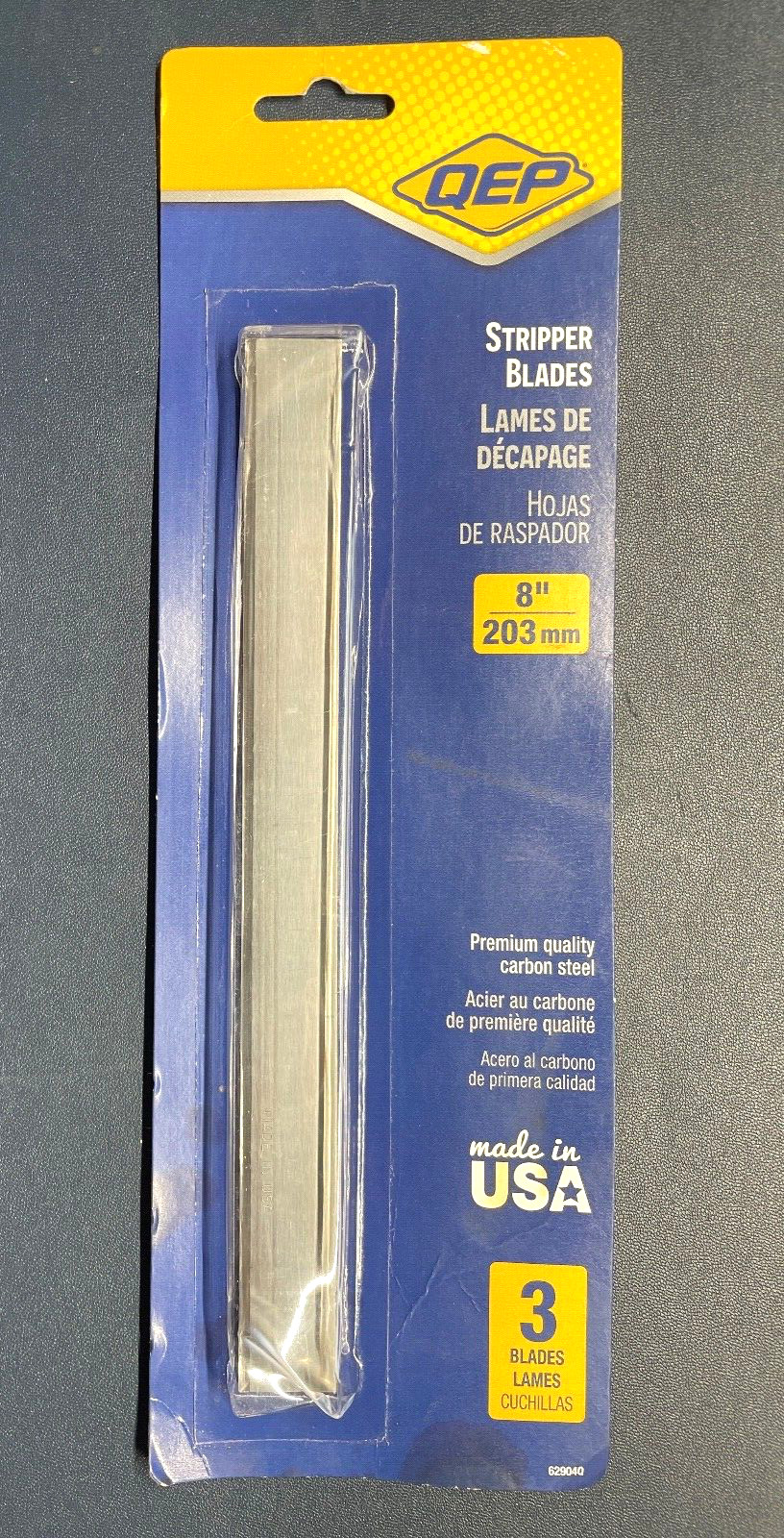 3-Pack QEP 62904Q 8" Carbon Steel Stripper Blades for Floor Scraper & Stripper