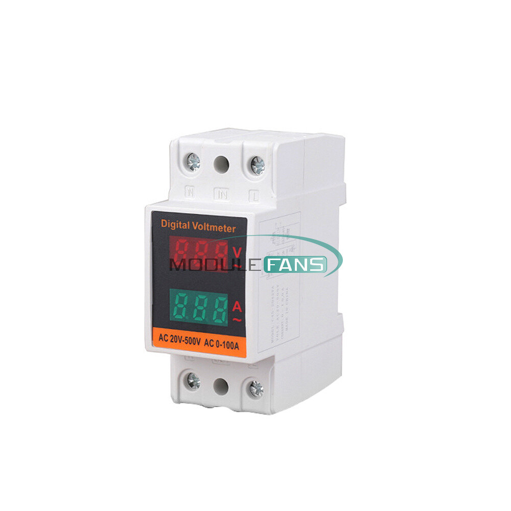AC 50-500V 100A Din Rail Single-phase Digital Voltage LCD Voltage Current Meter