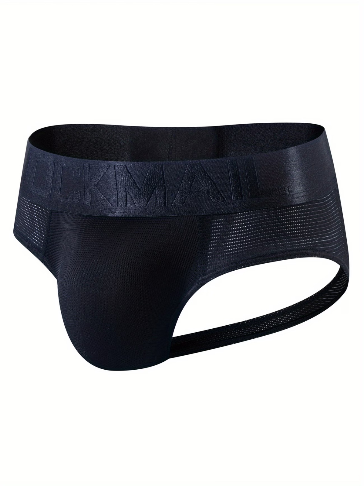 JOCKMAIL Black Micro-Mesh Jockstrap Jock-Brief w/ Contoured Pouch. Large 36"