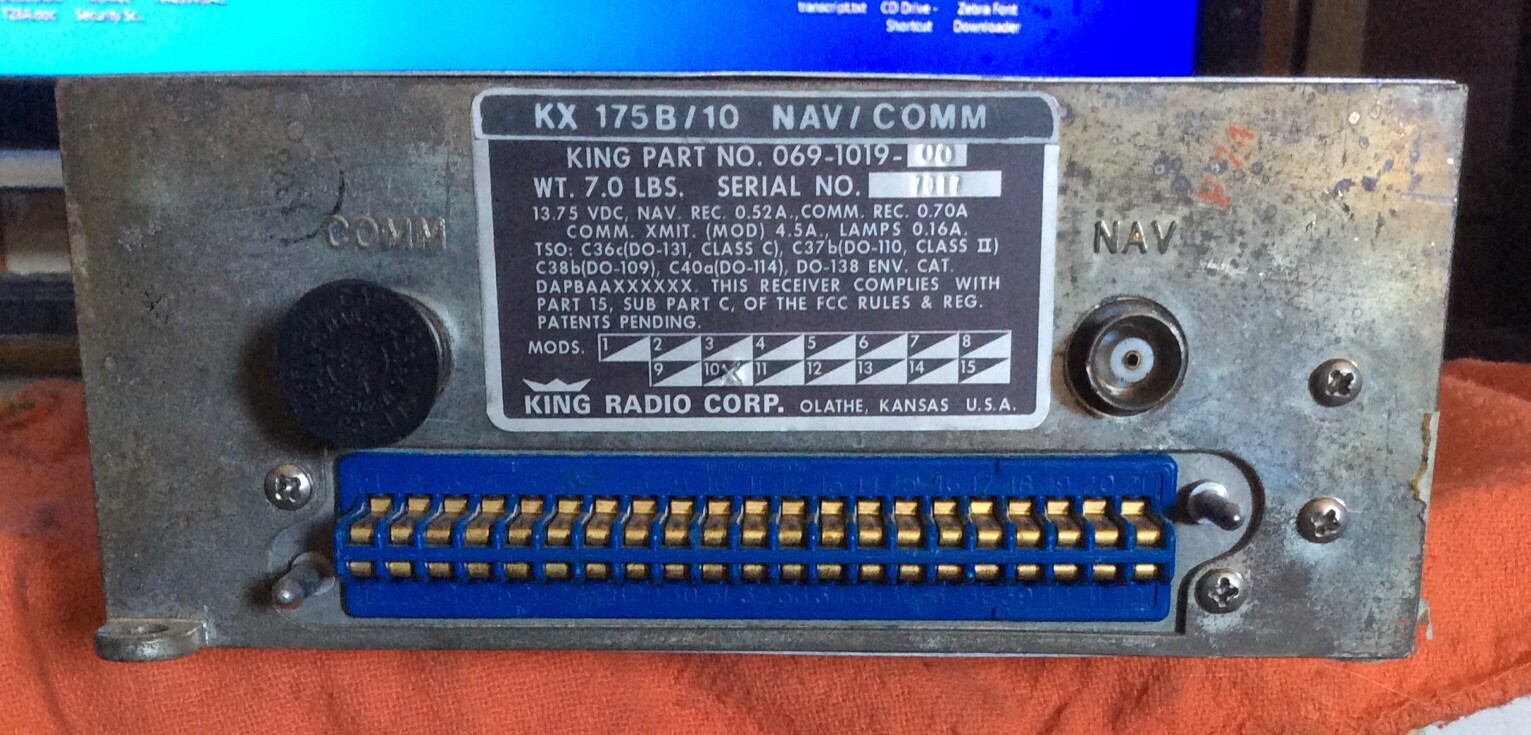 King KX 175B TSO NAV/COM PN 069-1019-00