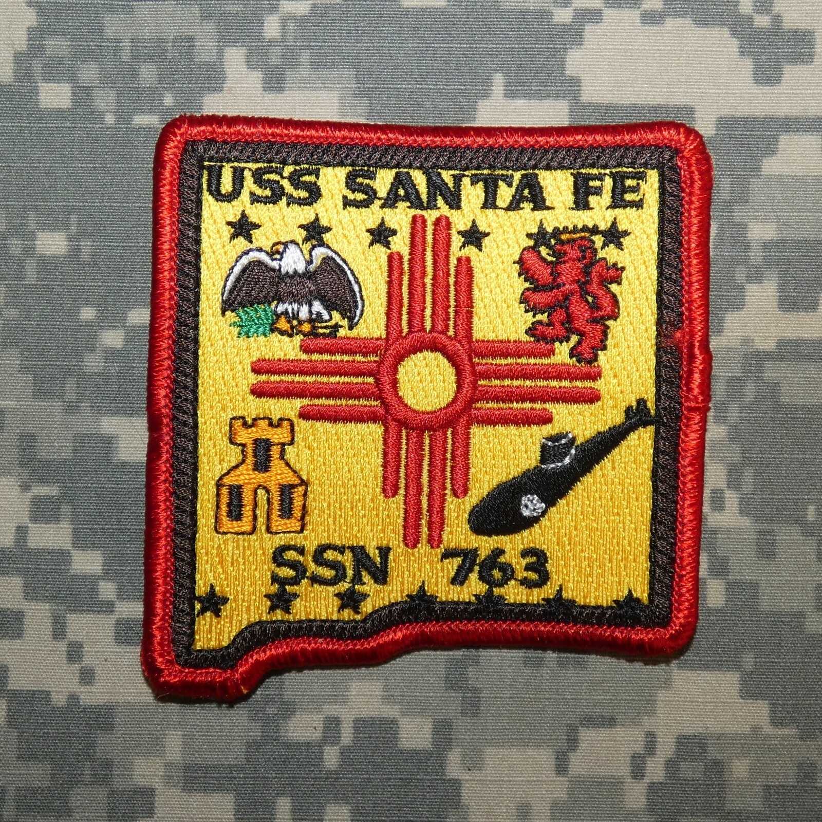 US Navy USS Santa Fe SSN 763 Submarine Embroidered Full Color Patch