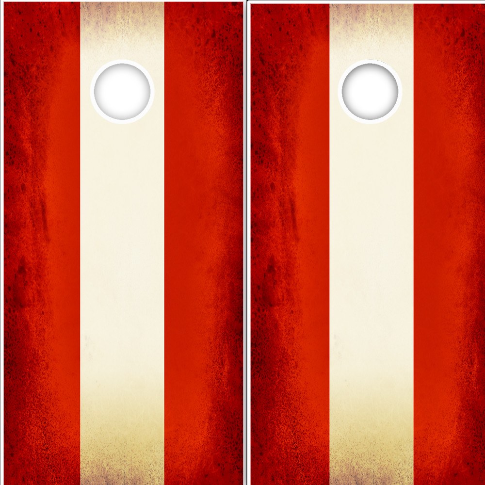 Cornhole Wraps Red White Stripe Rustic Austrian Flag Cornhole Decals Set of 2