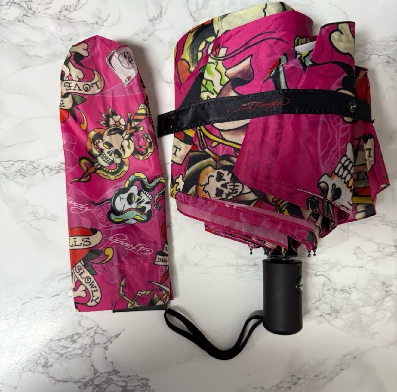 Ed Hardy Pink Skull Umbrella