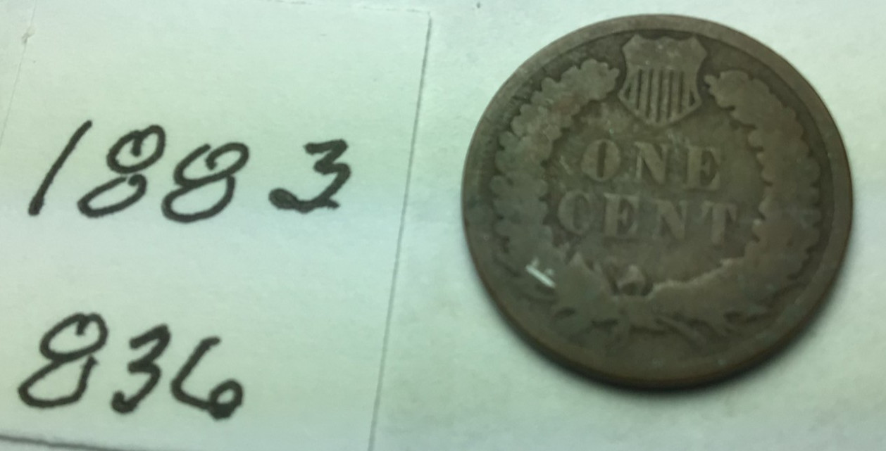 1883 Indian Head Penny; GOOD condition; #836