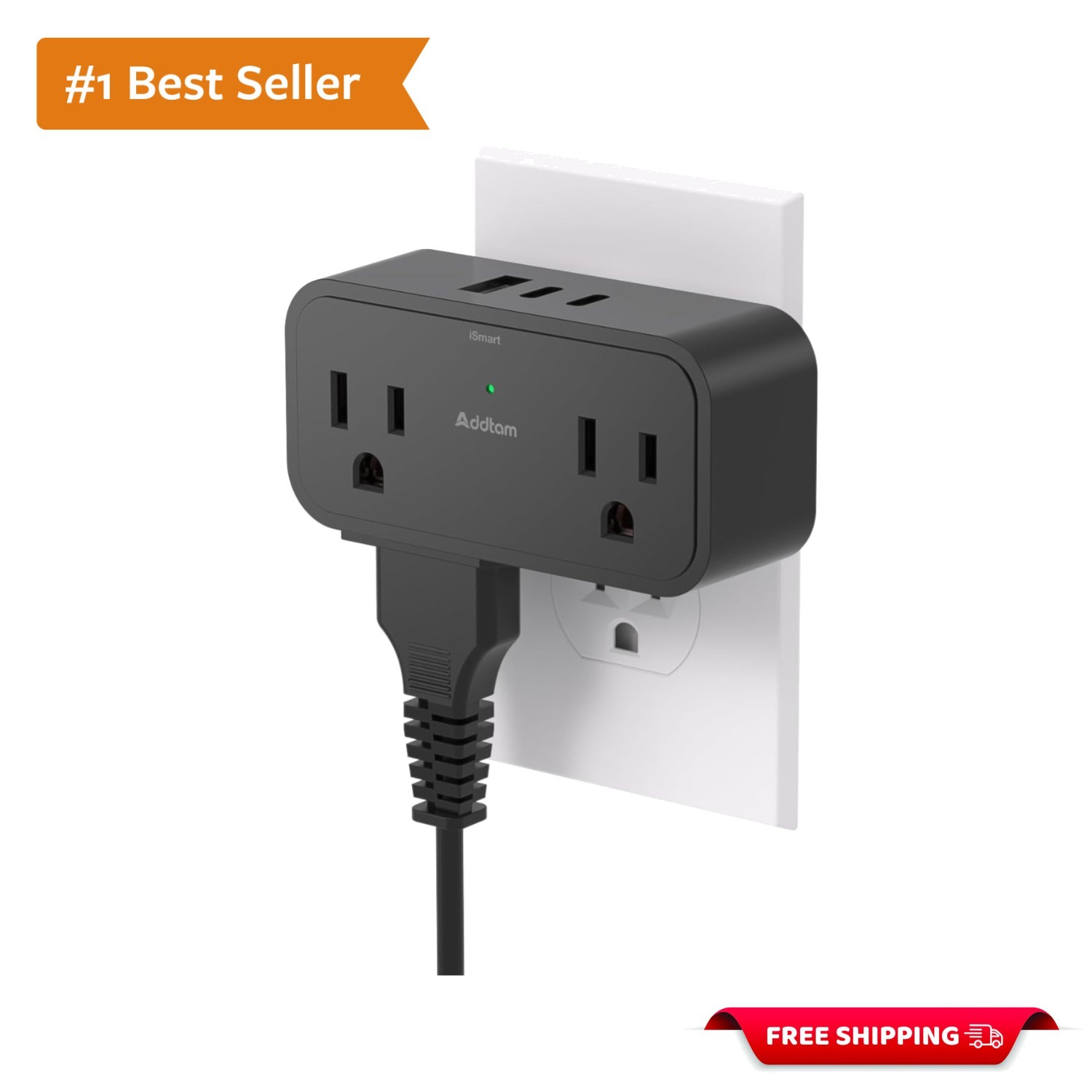Portable 7-in-1 Travel Power Strip - Cruise Approved with Fast USB Charging