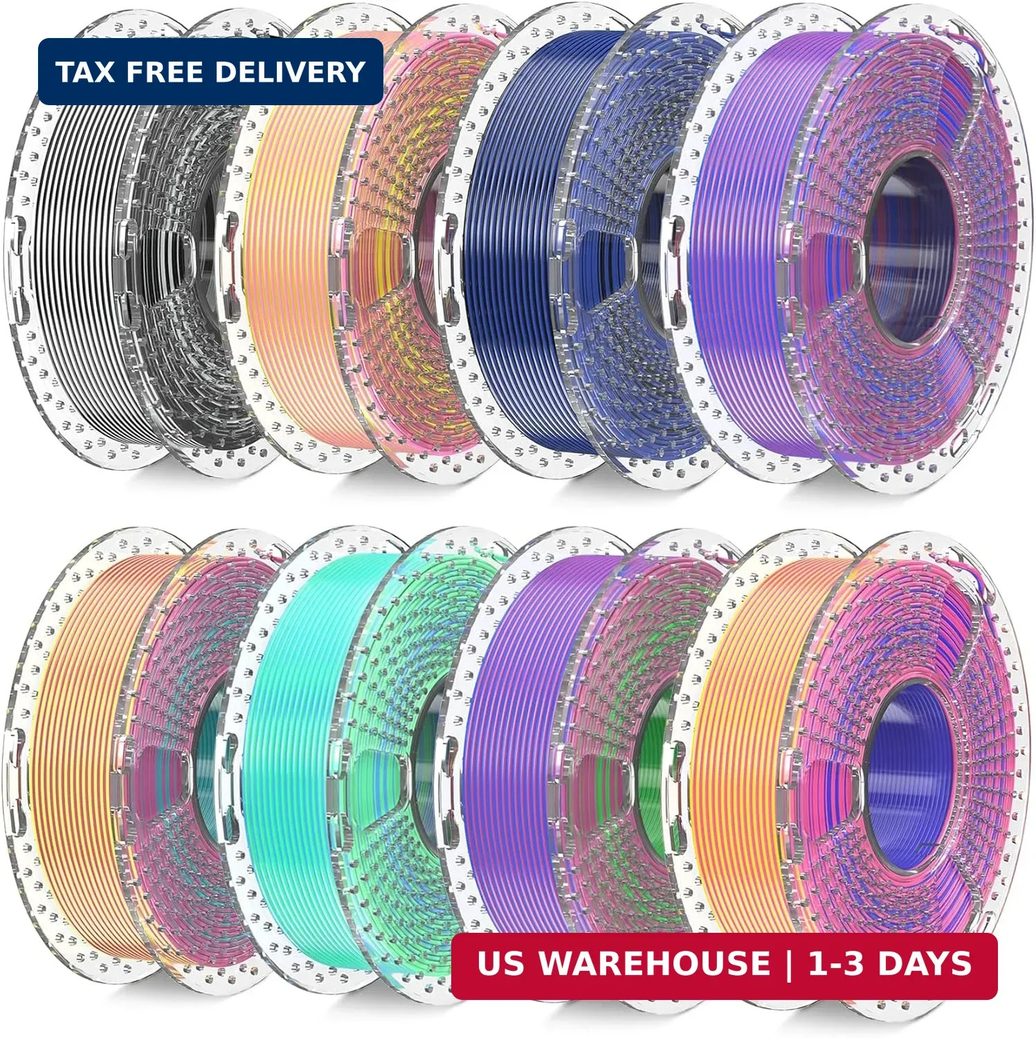 SUNLU 3D Printer Filament Bundle, Silk Filament Multicolor, Individually Vacuum