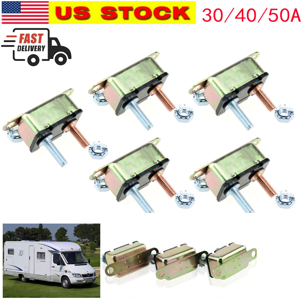 5xUniversal 30/40/50A Auto Automatic Fuse Reset Circuit Breaker Copper Stud Bolt
