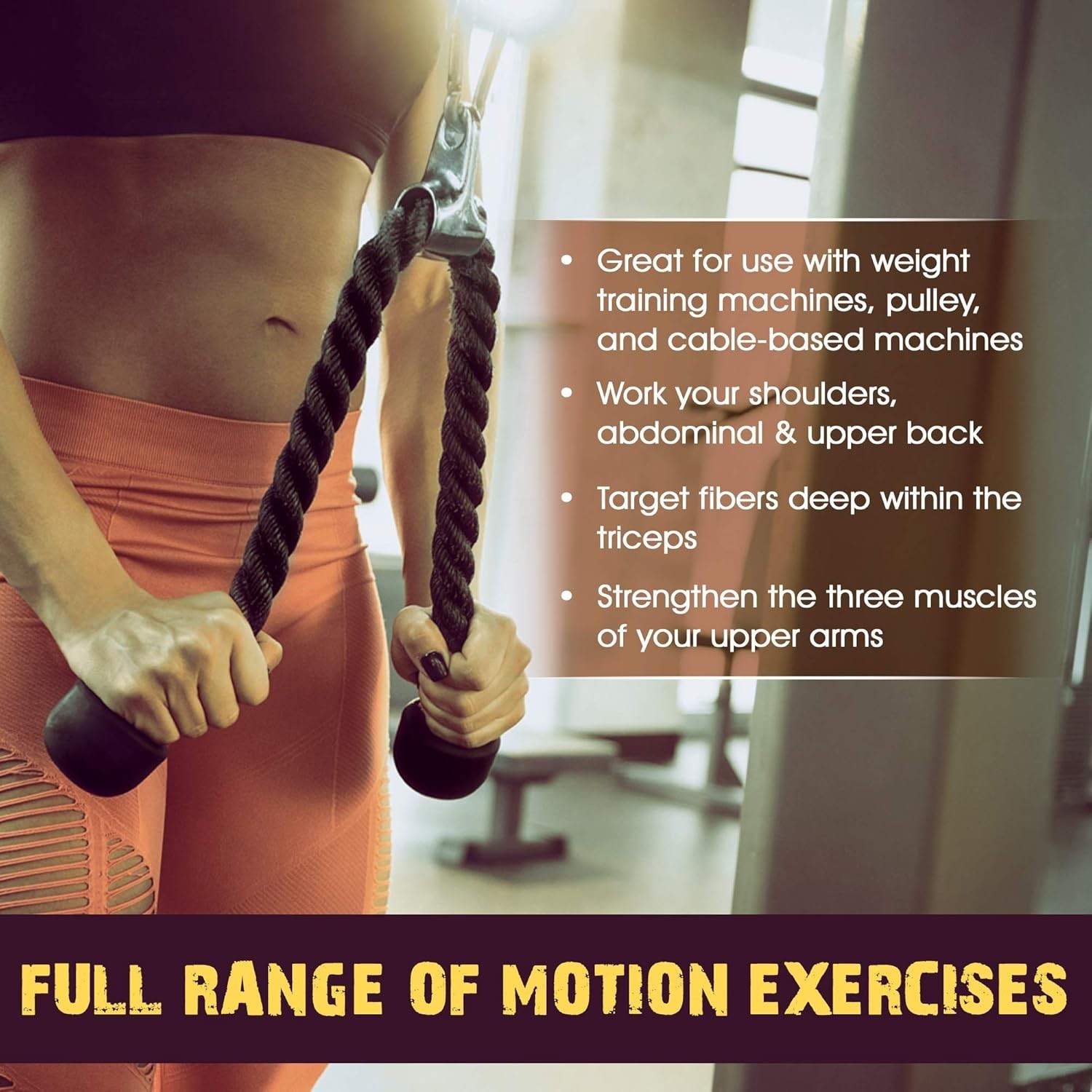 Versatile 2-Piece Gym Cable Attachments: Durable Double D Handle & Tricep Rope