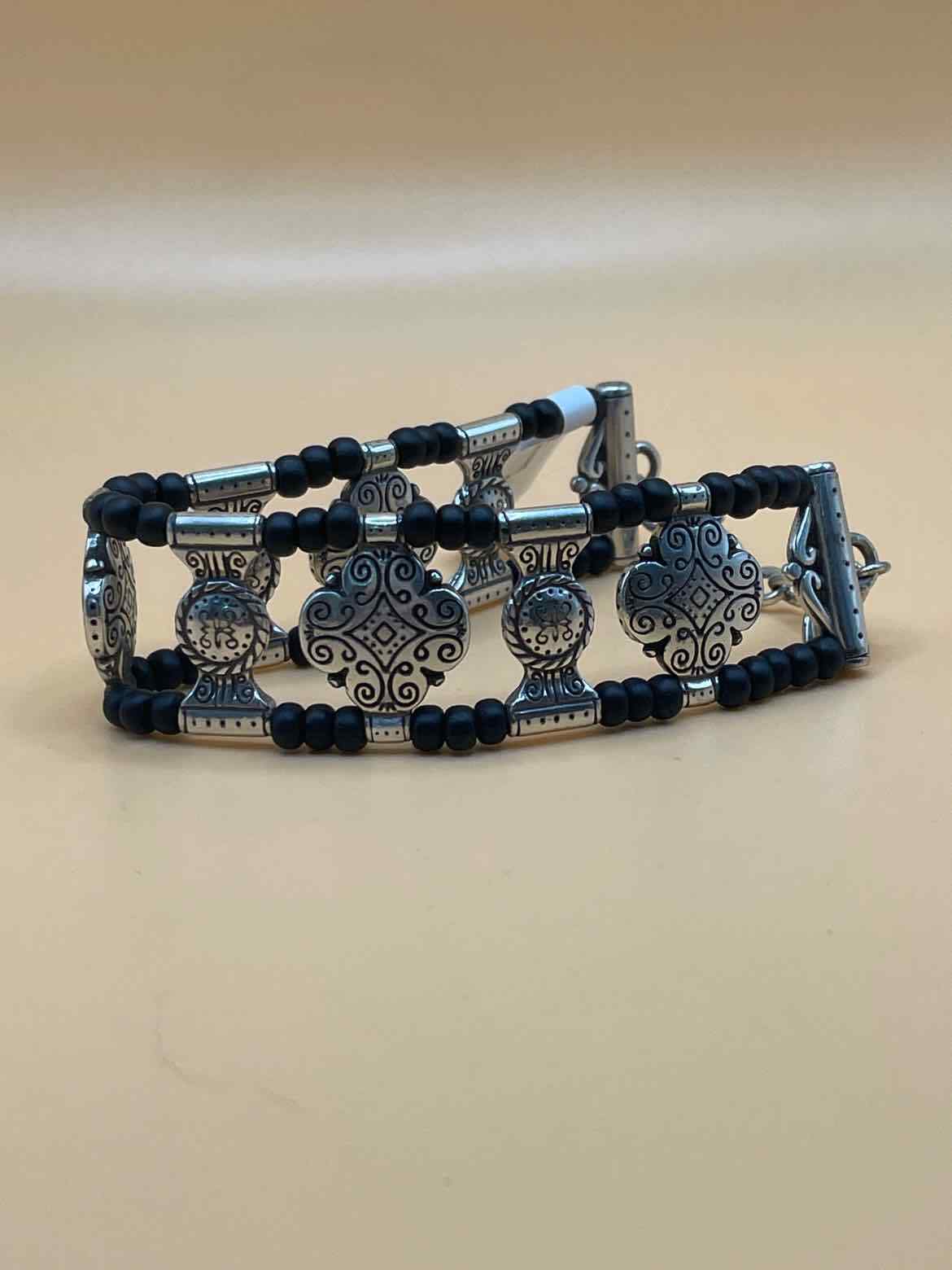 Brighton Leather and Silver Tone Bracelet