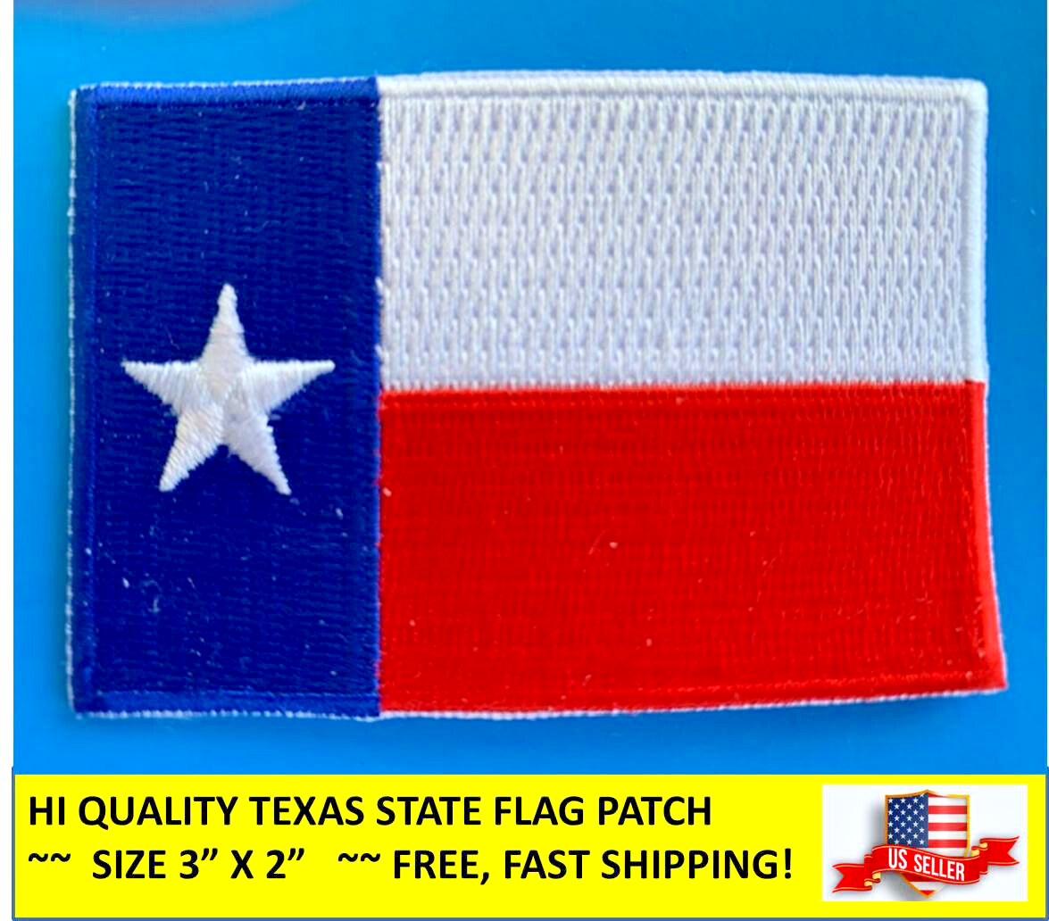TEXAS STATE FLAG EMBROIDERED PATCH IRON-ON OR SEW-ON HI-QUALITY (3 x 2”)