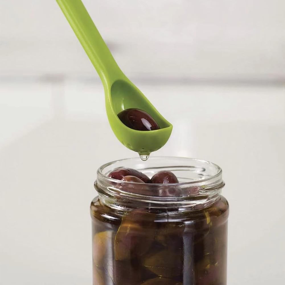2 In 1 Olive Spoon and Pickle Fork Set Long Handle Jar Grabber Kitchen Tool