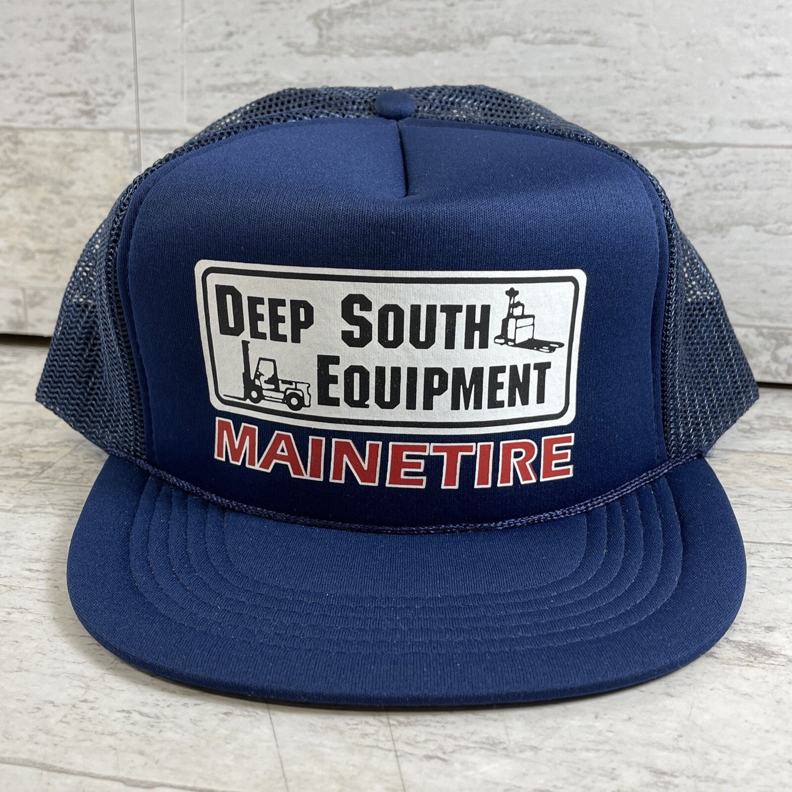 Vintage Style Mesh Deep South Equipment Mainetire Blue Cap Hat Snapback NWOT