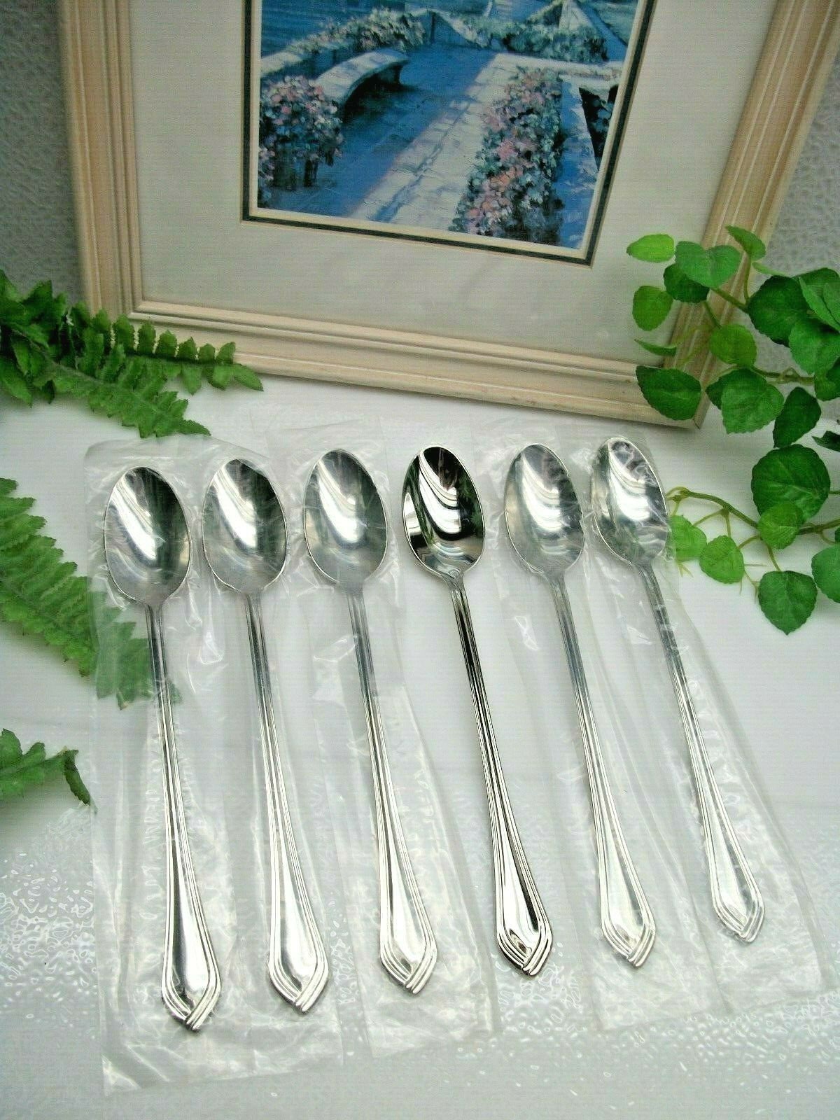 6   Reed & Barton   BROOKHAVEN    18/10  Stainless Steel  Iced Tea Spoons    NEW