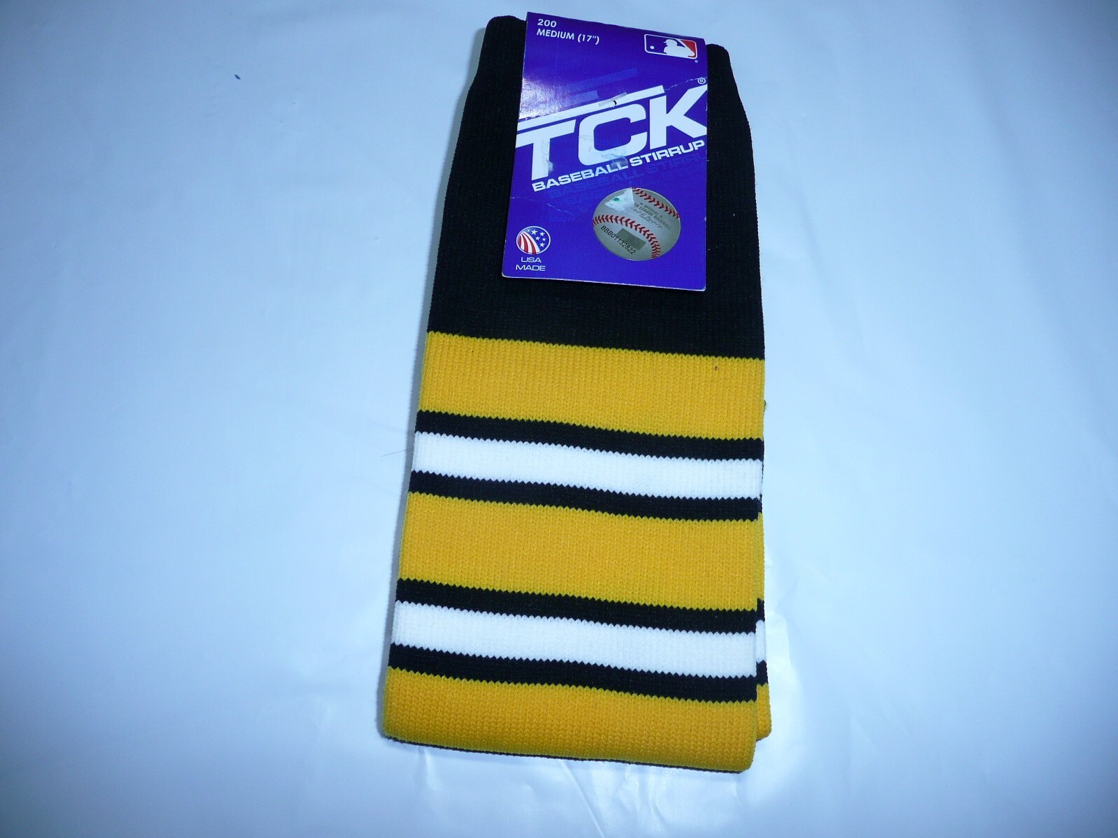 TCK Baseball Stirrup Socks   Black /Yellow /White - Size 200 Medium 17"