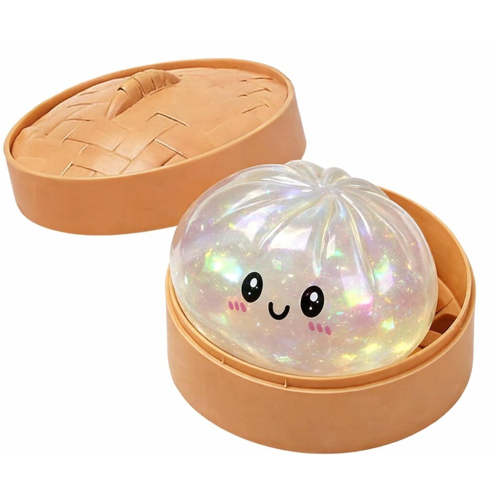 Glitter Dumpling Squishies with Box Sensory Squeeze Fidget Toy for Stress Relief