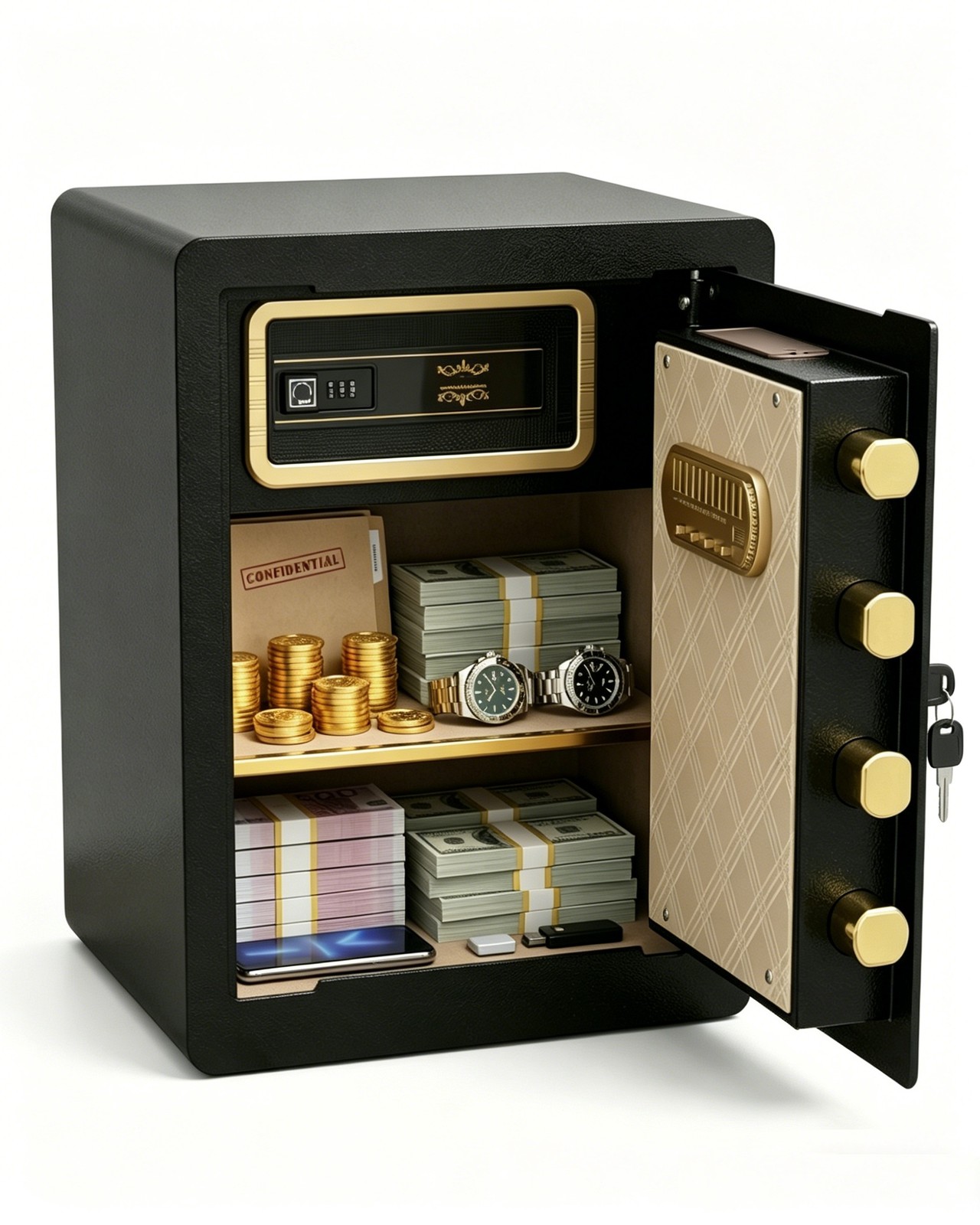17.5" Tall Fireproof Safe 1.8 Cuft,Anti-Theft Lock with Keys&Hidden Box for Cash