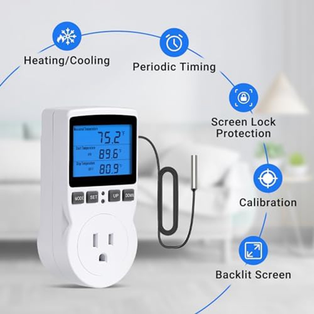 Plug-in Thermostat Temperature Controller Socket Heating Cooling Control3328