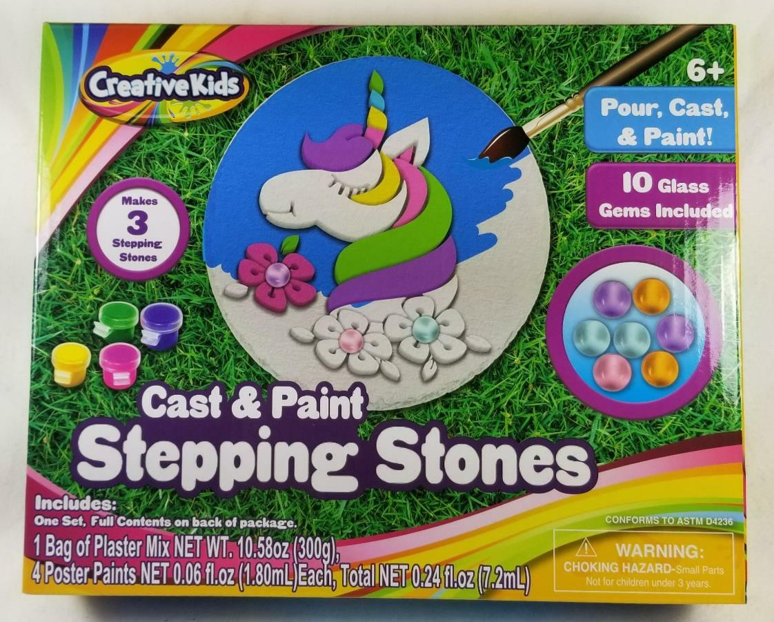 Creative Kids Cast and Paint STEPPING STONES Unicorn Girl Toy Gems DIY Craft