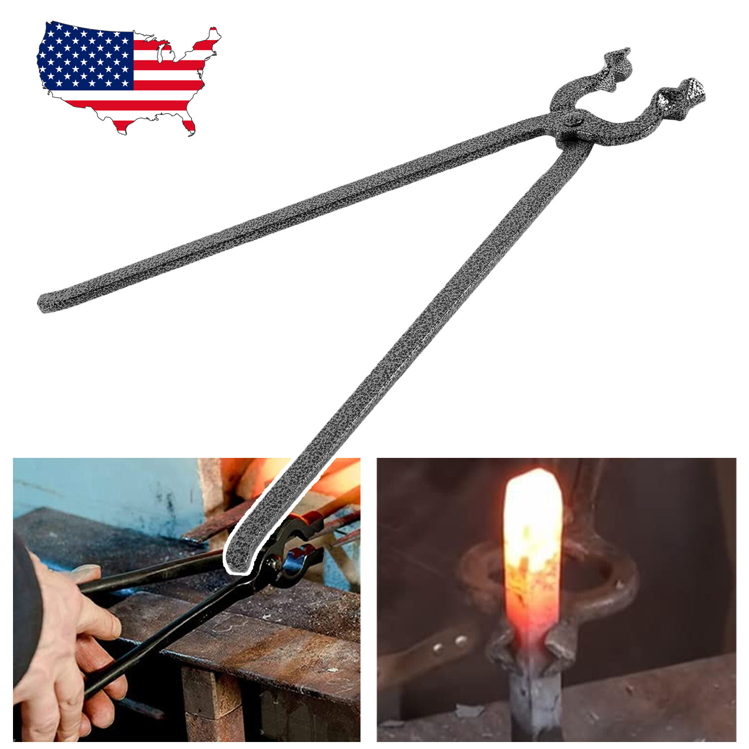 Blacksmith 5/8-inch Bolt Jaw Tongs Anvil Vise Forge Tongs for Railroad Spikes