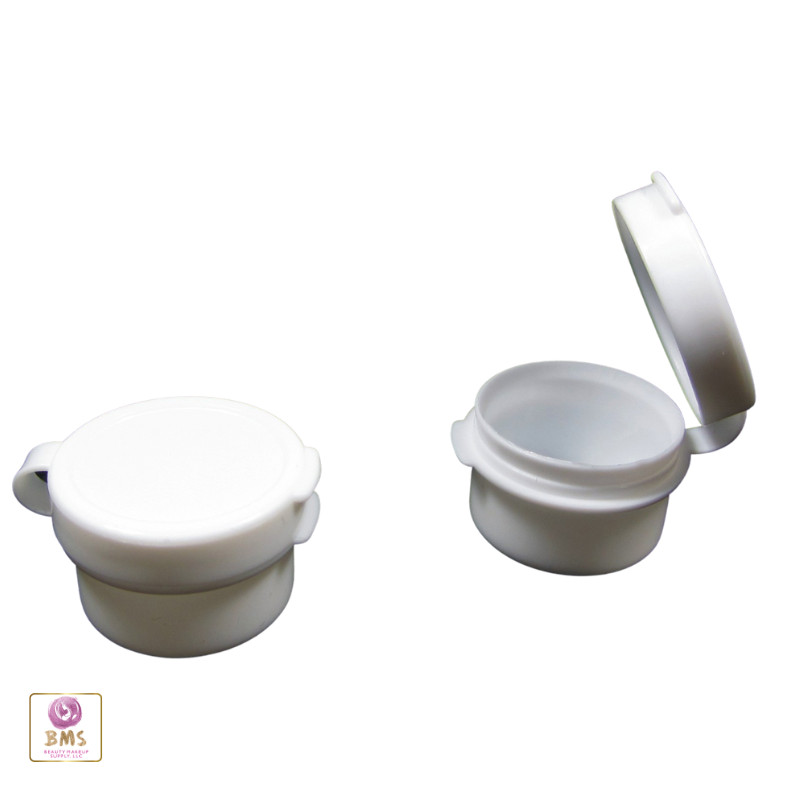 Cosmetic Hinge Jars Empty Plastic Beauty Sample Container 3 Ml White (50) 5004