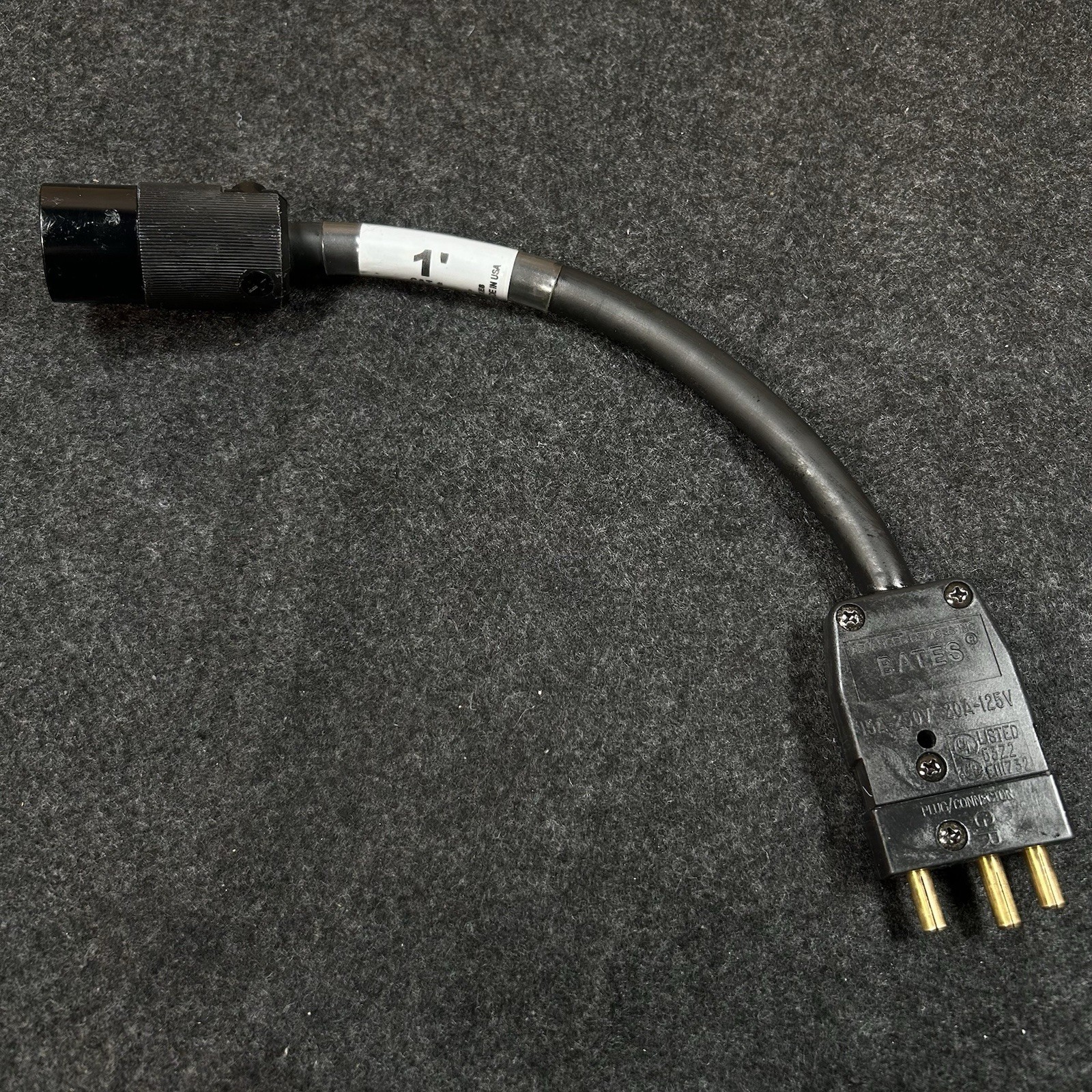 Lex A5016 Stage Pin Male to Edison Female Adapter 600V Power Cable 1 ft Hubbell
