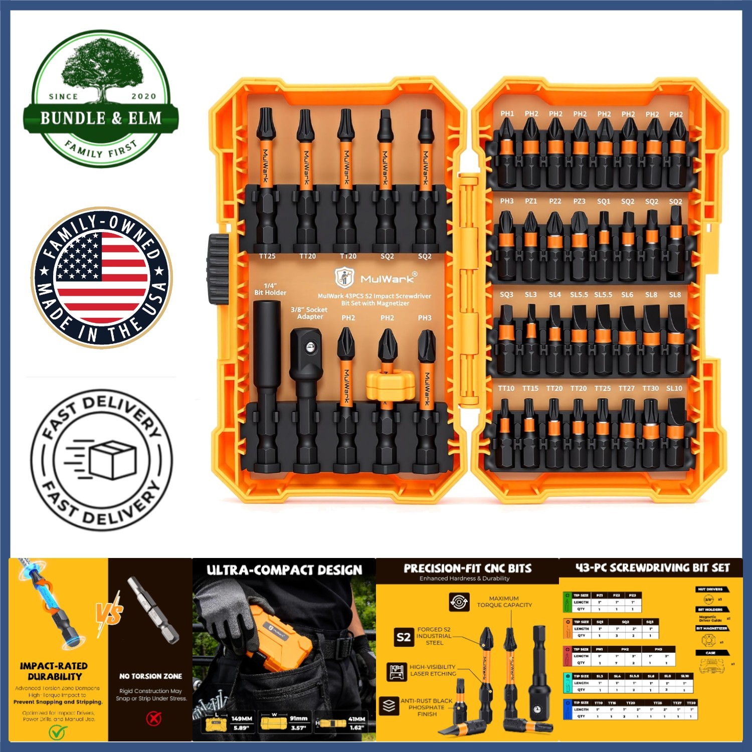 High-Performance 43-Piece Screwdriver Bit Set for Impact Drivers & DIY Projects