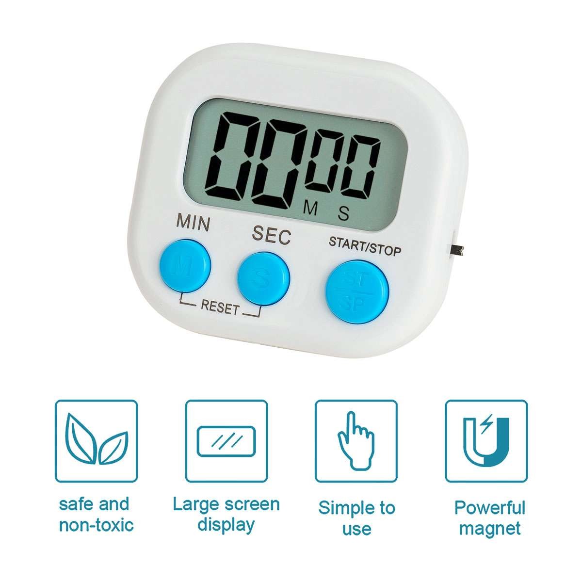 4X Kitchen Timer Magnetic LCD Digital Countdown Stopwatch With Stand Alarm Clock