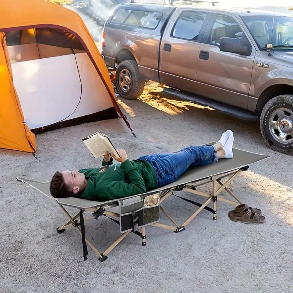 75" Queen Heavy-Duty Folding Bed 10-Leg Portable With Mattress