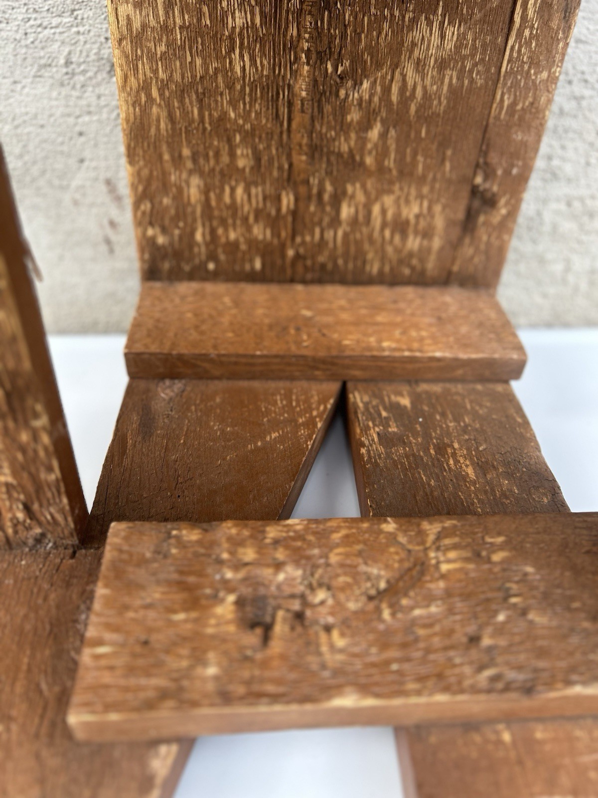 Vintage Rustic Solid Wood 2-Step Stool Farmhouse Bench Plant Stand Brown 19+