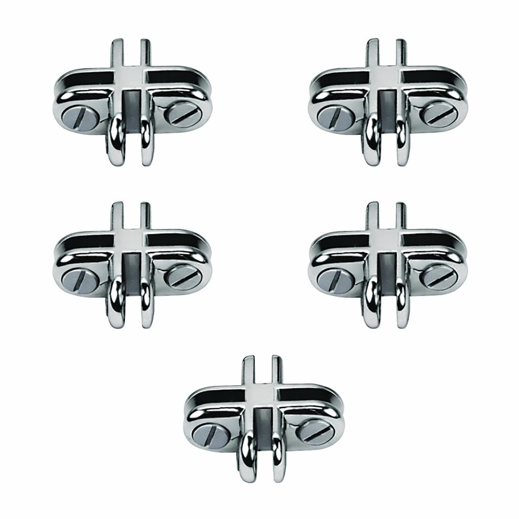 20 Pcs CHROME 4 Way Glass Cube Connector Clip 3/16" Tempered Glass Shelf