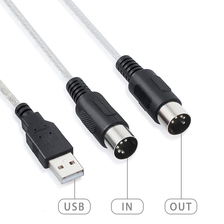USB IN-OUT MIDI Interface Cable Converter PC to Music Keyboard Adapter Plug